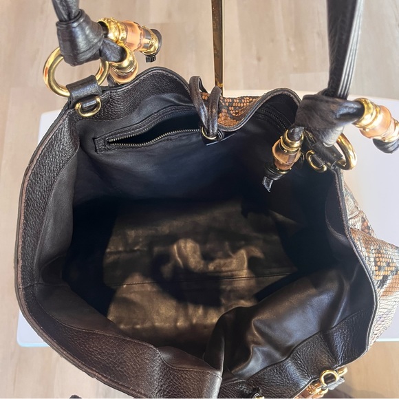 Gucci Genuine Python Extra Large Tote with Bamboo Beaded Tassels - Picture 7 of 9